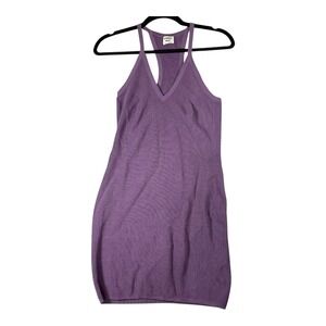 Sunday Best Purple Ribbed Knit Racerback Mini Dress Women M